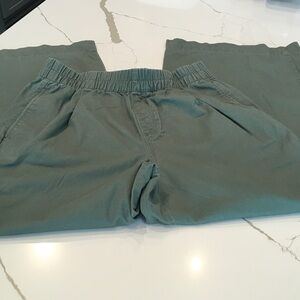 LOFT Medium Wide Straight Leg Olive Chinos Cotton Stretch Waist Classic